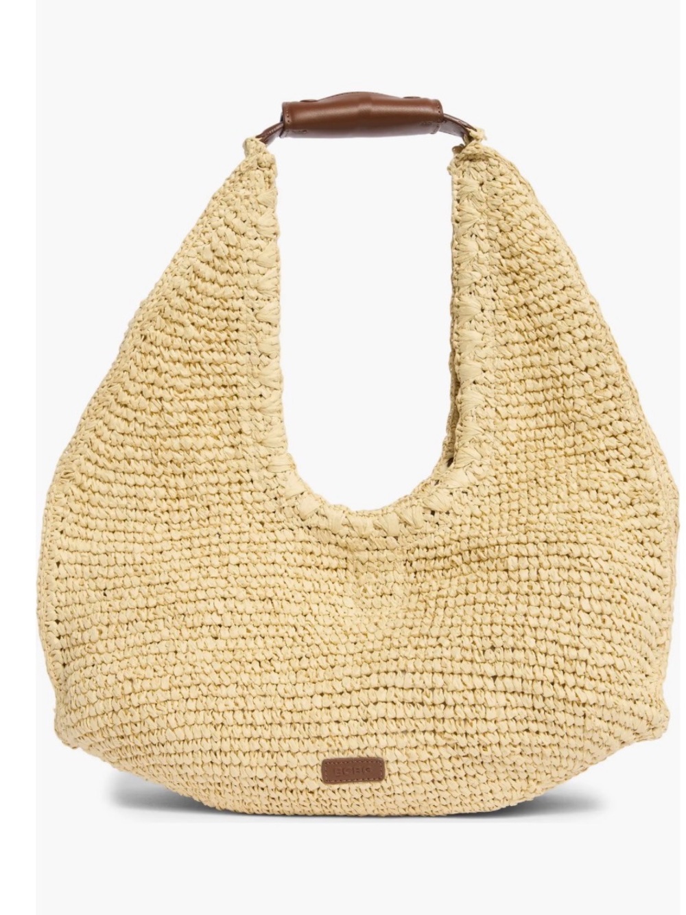 Woven BCBG Raffia Hobo Bag in Natural